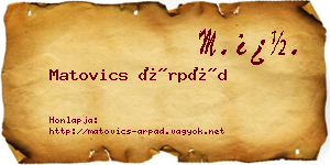 Matovics Árpád névjegykártya